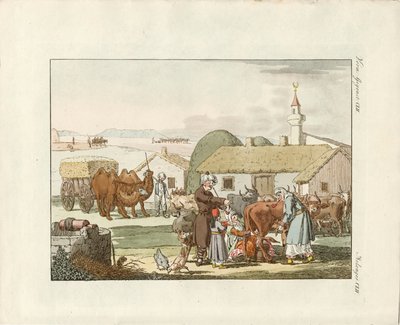 Inhabitants of Crimea (coloured engraving) by German School