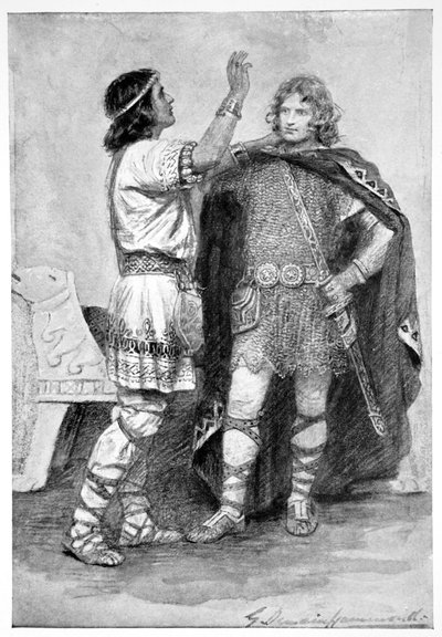 Hereward and Sigtryg, 1910 by Gertrude E Demain Hammond