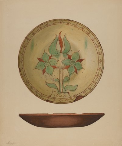 Plate with Tulip and Two Flowers by Giacinto Capelli