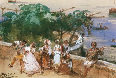 A Street in Posillipo, by Giacinto Gigante by Giacinto Gigante
