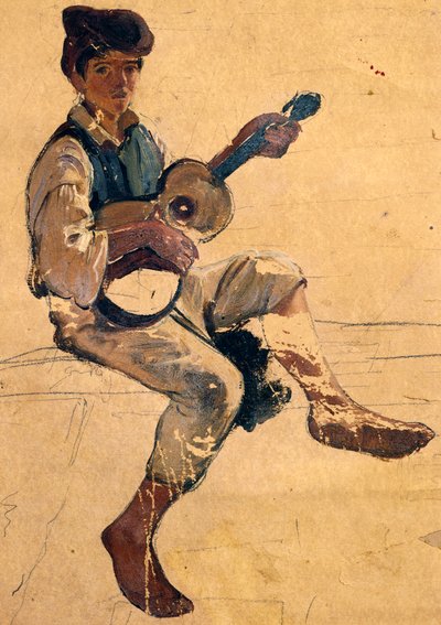 The guitar player by Giacinto Gigante