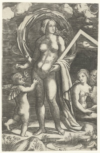 Venus with Compass and Cupid and Lovers by Giacomo Francia