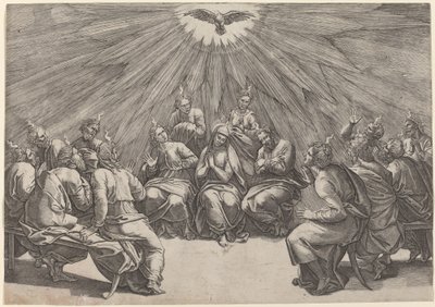 Pentecost by Gian Jacopo Caraglio after Raphael