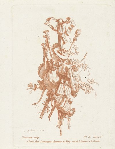 Trophy with Musical Instruments by Gilles Antoine Demarteau