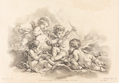 Four Cherubs at Target Practice by Gilles Demarteau