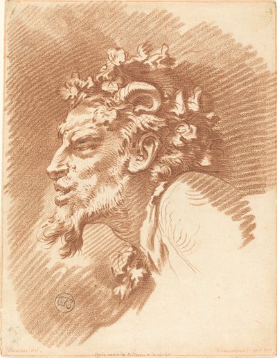 Head of a Faun by Gilles Demarteau