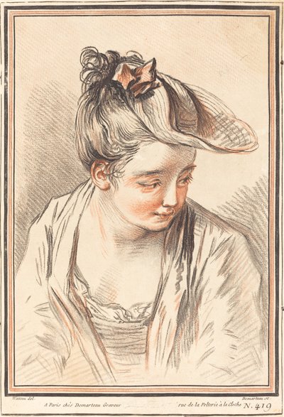 Head of a Young Woman by Gilles Demarteau