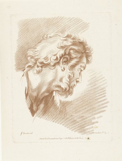 Head of a Man with Beard Facing Right by Gilles Demarteau
