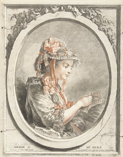 Reading Woman in Oval by Gilles Demarteau