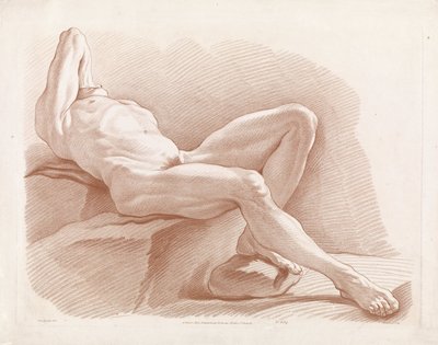 Reclining Male Nude by Gilles Demarteau