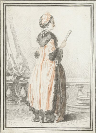 Standing Woman with Fan in Hand by Gilles Demarteau