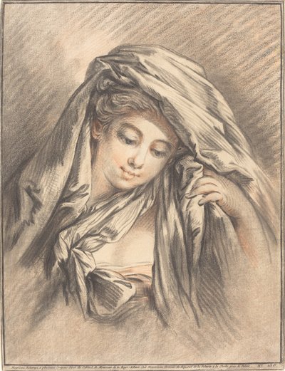 Young Woman with Her Head Covered by Gilles Demarteau
