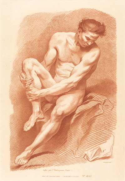 Academy by Gilles Demarteau, the Elder after Carle Van Loo