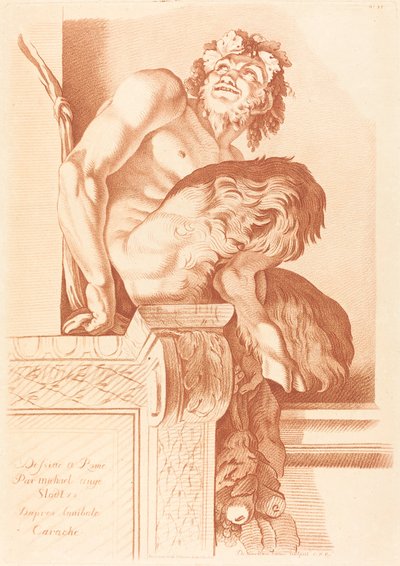 Satyr by Gilles Demarteau the Elder after René Michel Slodtz after Annibale Carracci