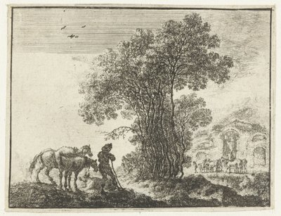 Landscape with a Farmer and Two Horses by Gilles Neyts