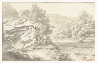 Rocks and River in a Hilly Landscape by Gilles Neyts