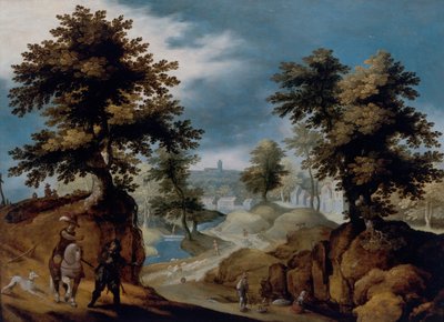 Landscape With Figures by Gillis van III Coninxloo