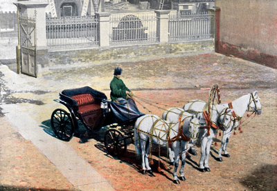 A Three-Horse-Drawn Troika in Summer, Russia, c1890 by Gillot