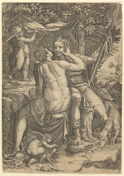 Venus and Adonis by Giorgio Ghisi