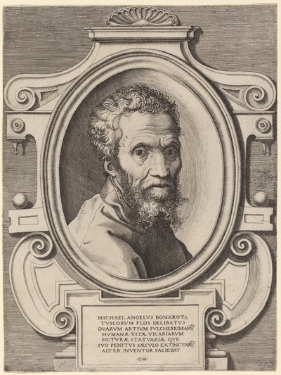 Michelangelo Buonarroti by Giorgio Ghisi, after Marcello Venusti
