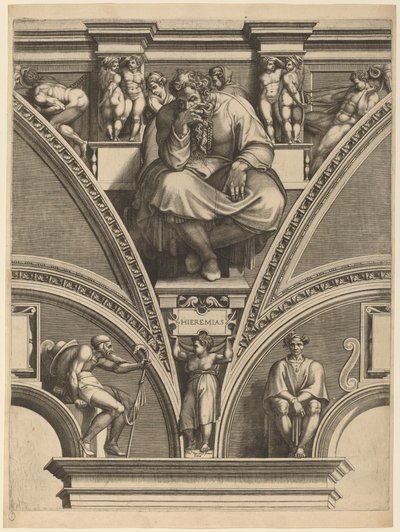 The Prophet Jeremiah by Giorgio Ghisi after Michelangelo