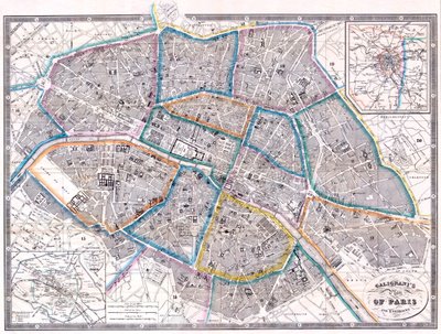 Antique Map of Paris by Giovanni Antonio Galignani