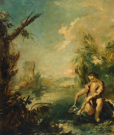 Detail of Tobias and Fish by Giovanni Antonio Guardi