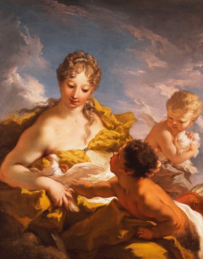 Venus, Cupid and a Faun by Giovanni Antonio Pellegrini