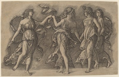 Four Dancing Muses by Giovanni Antonio da Brescia, after Andrea Mantegna