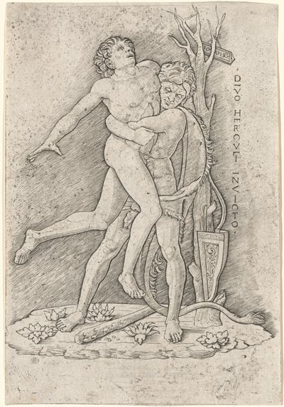 Hercules and Antaeus by Giovanni Antonio da Brescia, after Andrea Mantegna