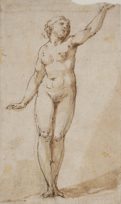 Standing Nude Woman Raising Her Left Arm by Giovanni Baglione