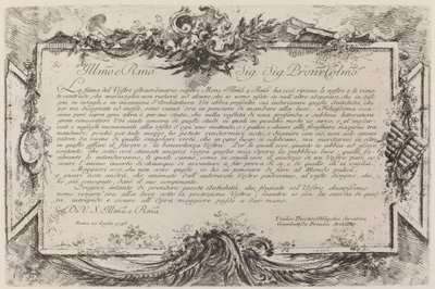 Dedication by Giovanni Battista Piranesi