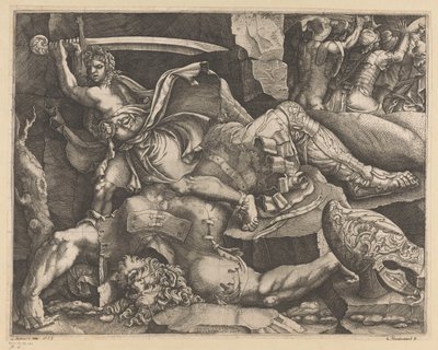 David Beheads Goliath by Giovanni Battista Scultori