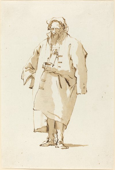 A Standing Oriental Wearing a Greatcoat by Giovanni Battista Tiepolo
