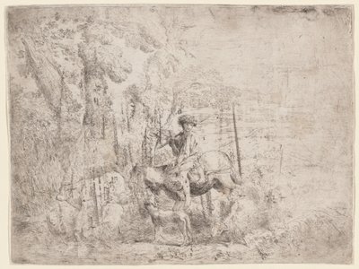Young Shepherd on Horseback by Giovanni Benedetto Castiglione