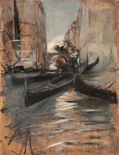 Canal with Gondolas, Venice, Italy by Giovanni Boldini