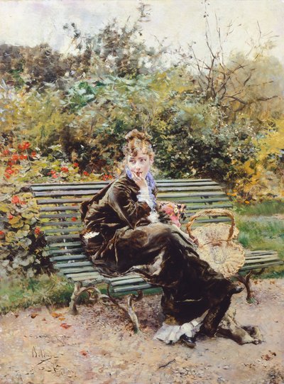 On Bench in Bois, Hyde Park by Giovanni Boldini