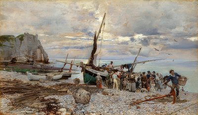 Return of the Fishing Boats, Étretat. 1879 by Giovanni Boldini