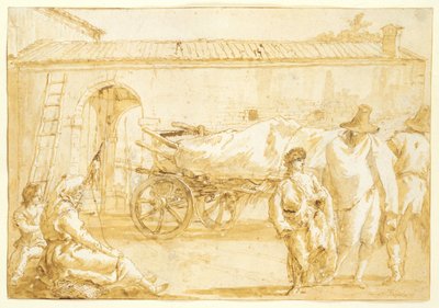 Peasants with a Farm-cart by Giovanni Domenico Tiepolo