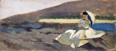 Seated Lady in Landscape by Giovanni Fattori