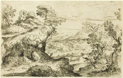 Two Men on a Mountain Top by Giovanni Francesco Grimaldi