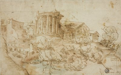 View of Temple of Vesta, Tivoli by Giovanni Francesco Grimaldi