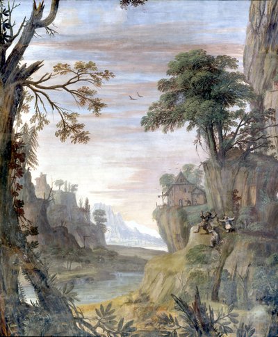 River and Landscape (detail) by Giovanni Ghisolfi