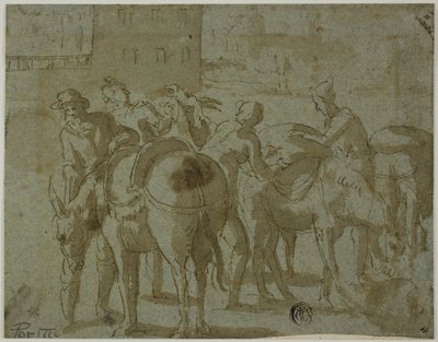 Muleteers and Mules by Giovanni Guerra