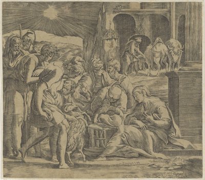 Adoration by the Shepherds by Giovanni Jacopo Caraglio