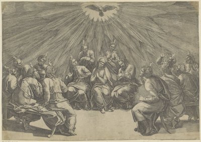 Outpouring of the Holy Spirit (Pentecost) by Giovanni Jacopo Caraglio