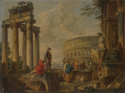 The Coliseum Amongst Roman Ruins by Giovanni Paolo Panini