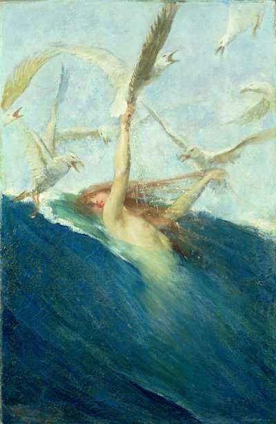 A Mermaid Being Mobbed by Seagulls by Giovanni Segantini