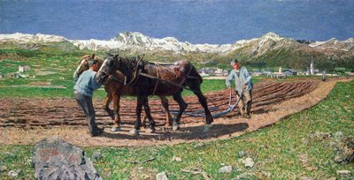 Ploughing by Giovanni Segantini