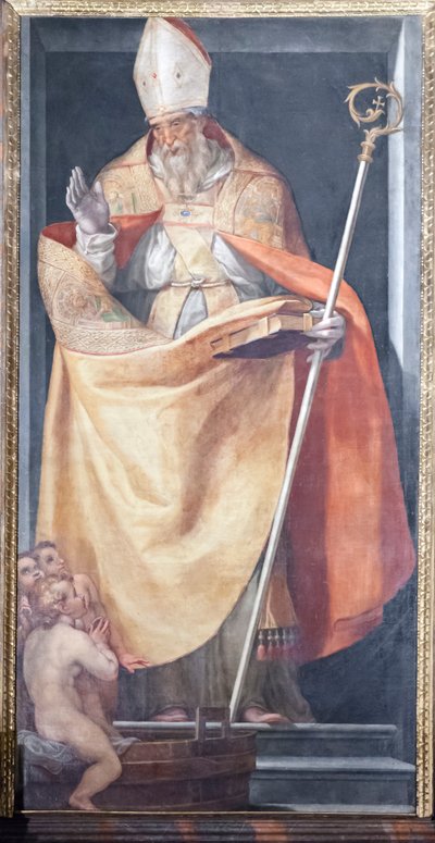 St Nicholas and the three children by Girolamo Muziano